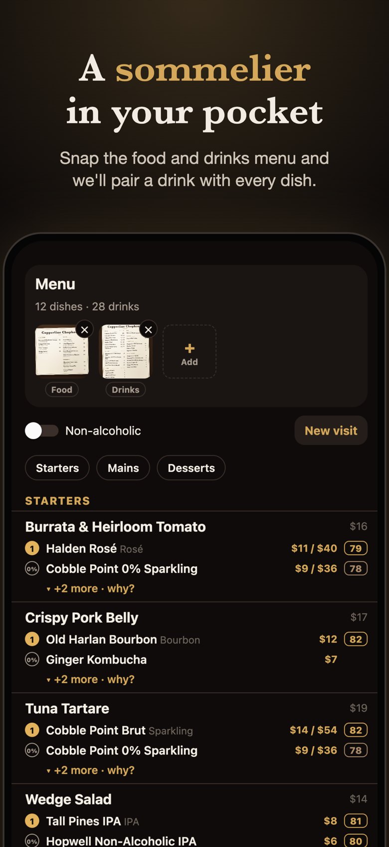 A sommelier in your pocket: a drink for every dish
